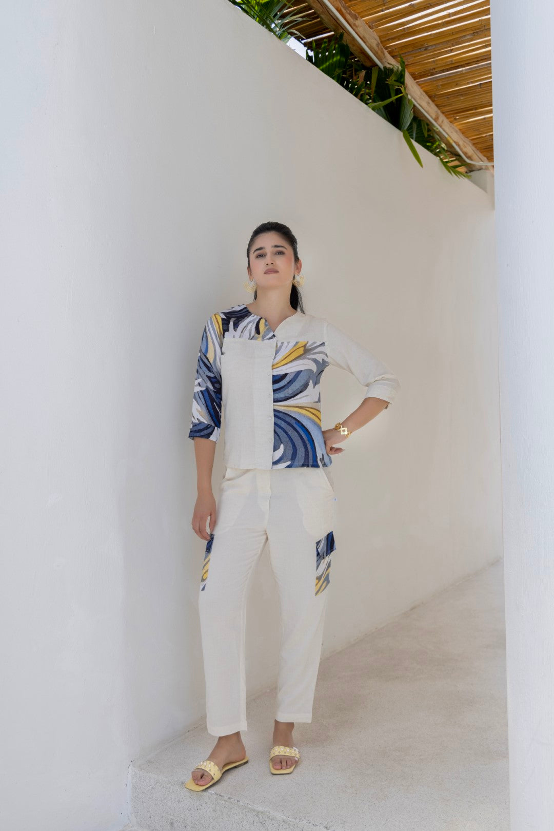 Rayon All Over Print Blue Lumiere Luxe-Premium Co-Ord Set