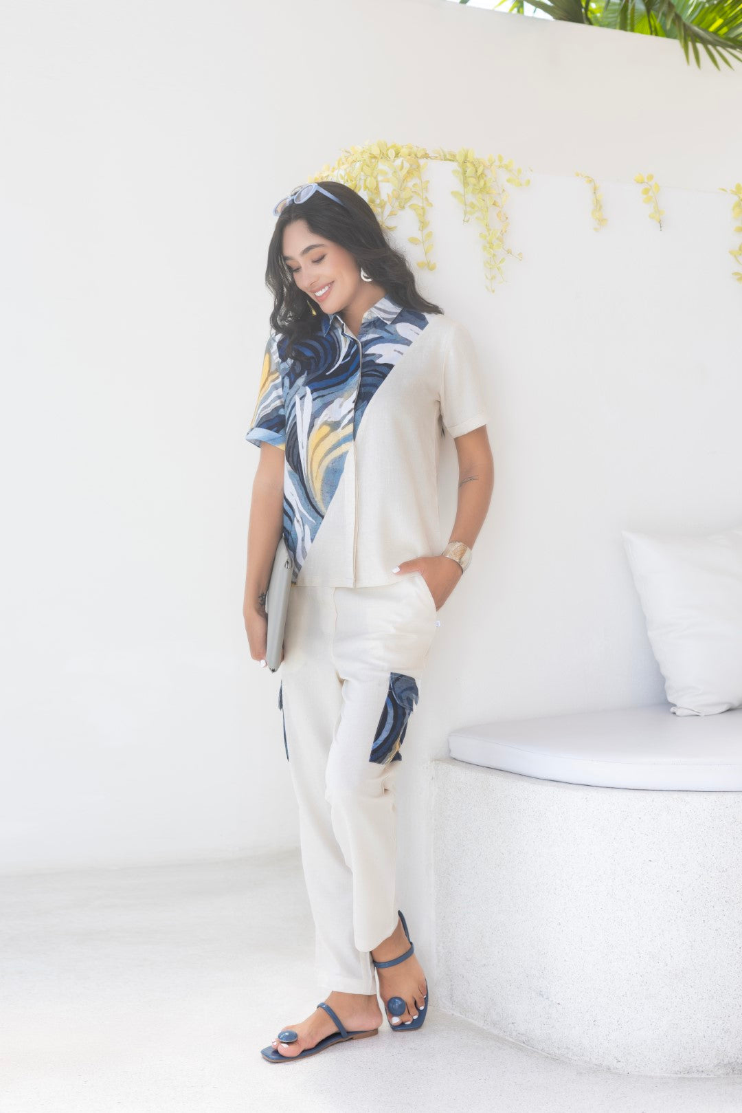 Rayon All Over Print Blue Lumiere Luxe-Premium Co-Ord Set