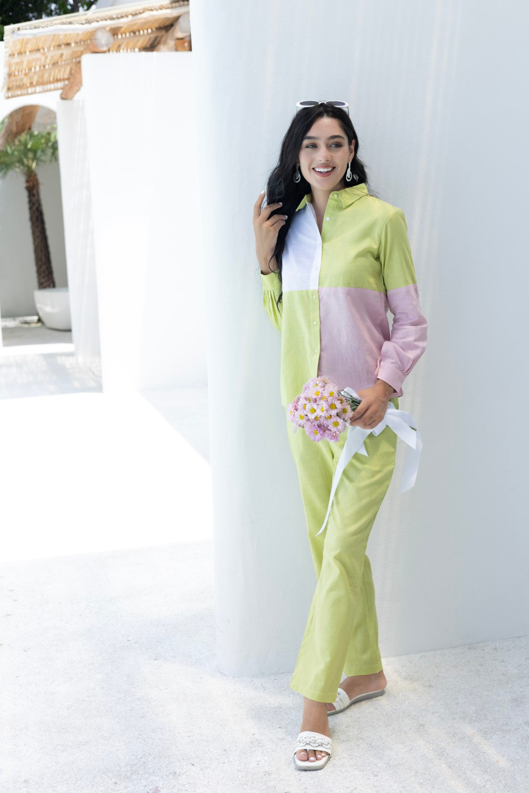 Cotton Solid Green Lumiere Luxe-Premium Co-Ord Set