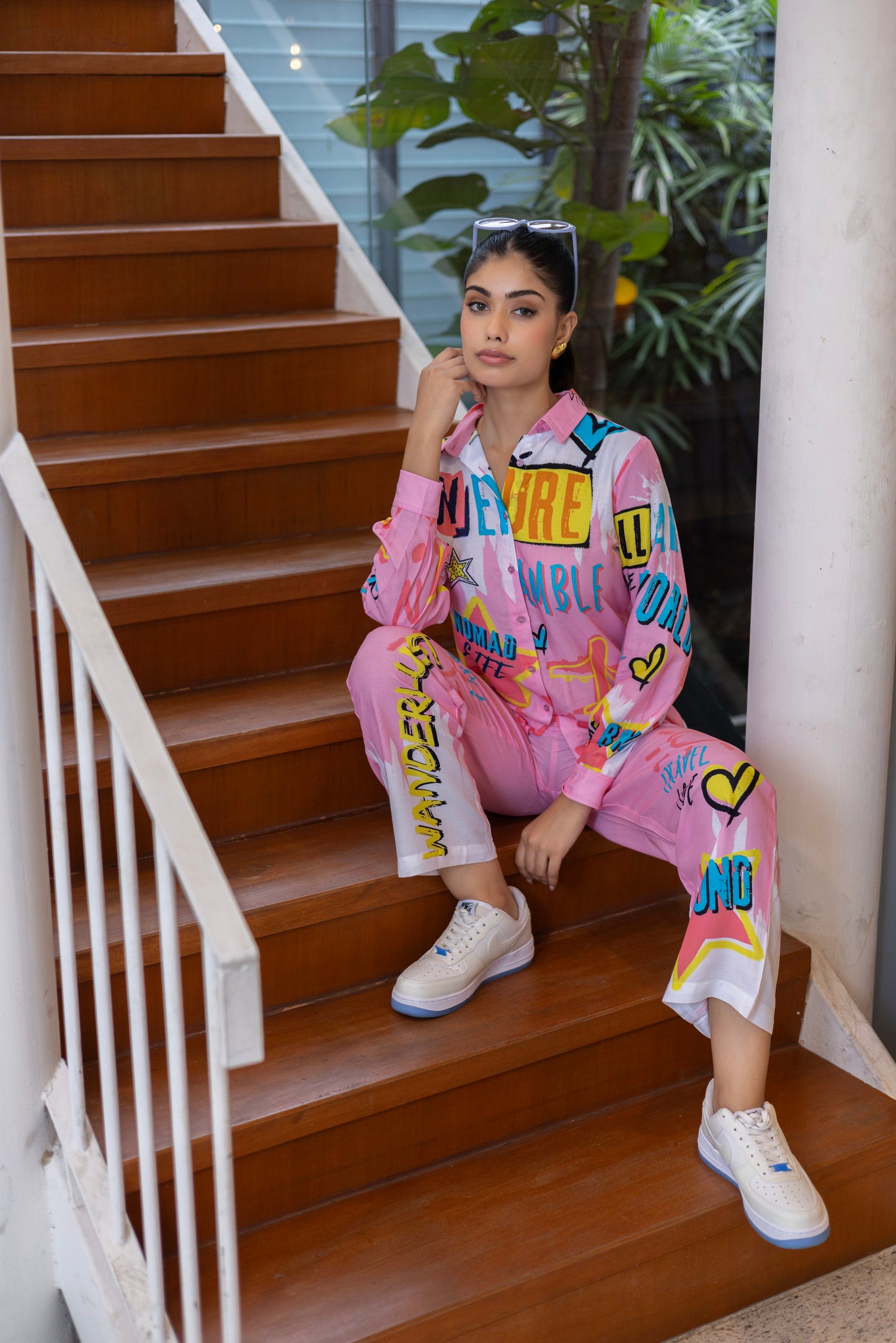 Viscose Modal AOP Pink Luxe-Premium Co-Ord Set
