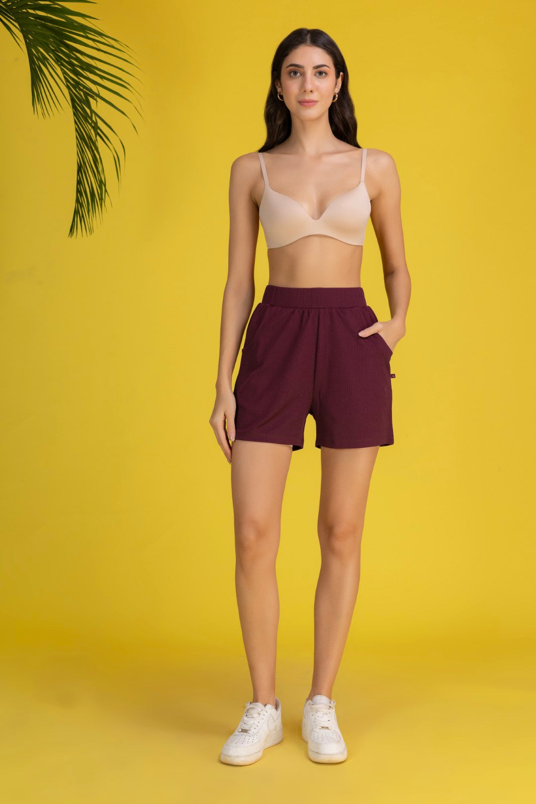 Cotton Blend Maroon Active Shorts