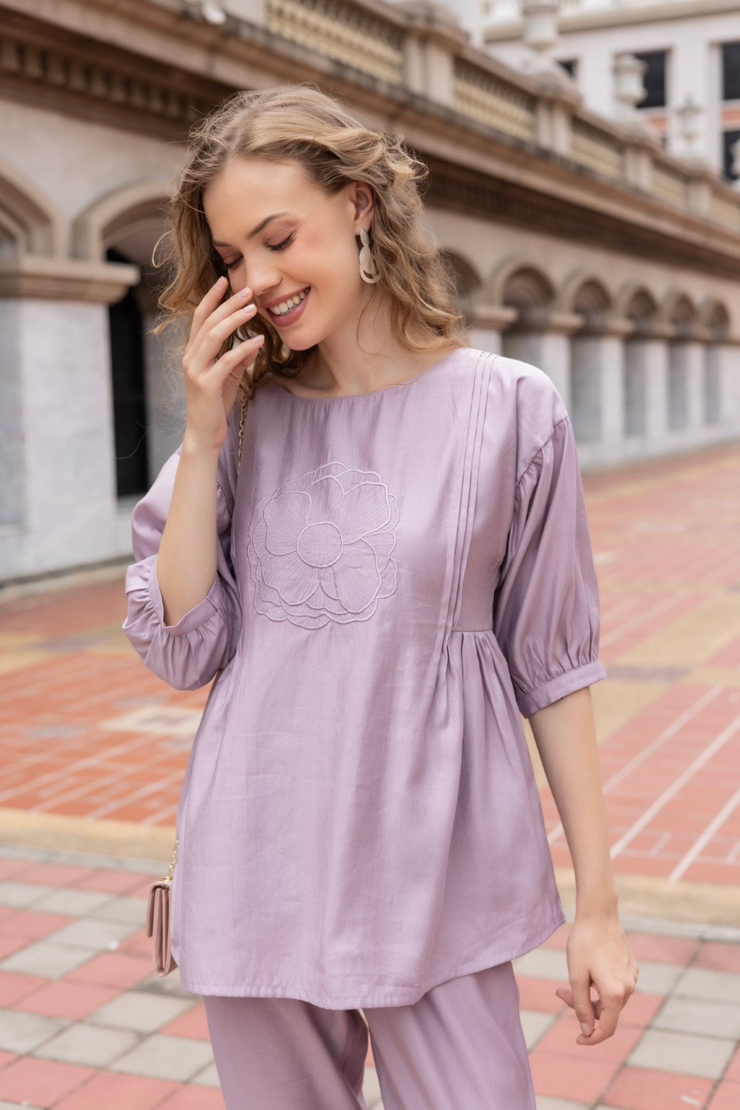 Roman Silk Embroidered Onion Lumiere Luxe - Premium Co-Ord Set