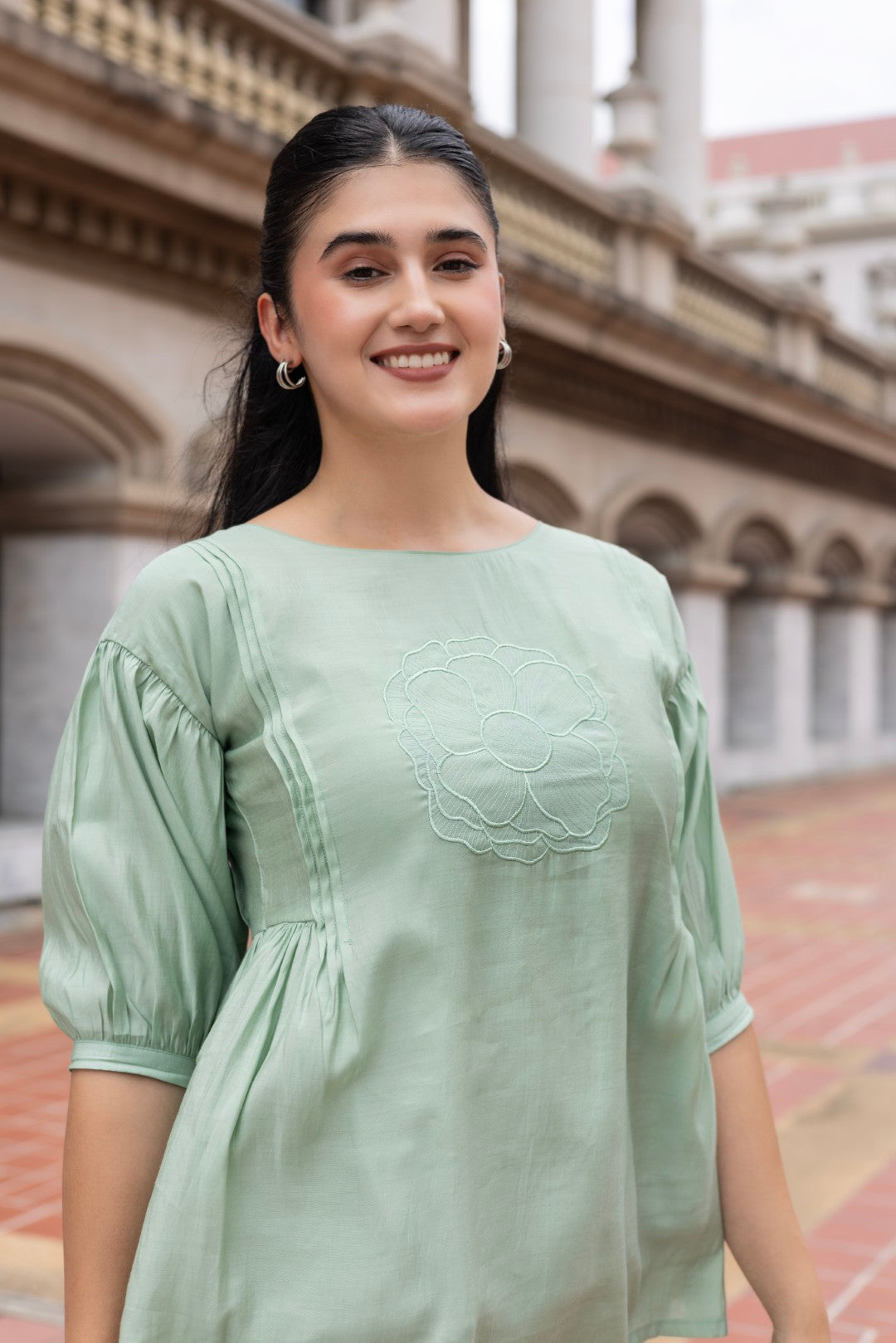 Roman Silk Embroidered Light Green Lumiere Luxe - Premium Co-Ord Set