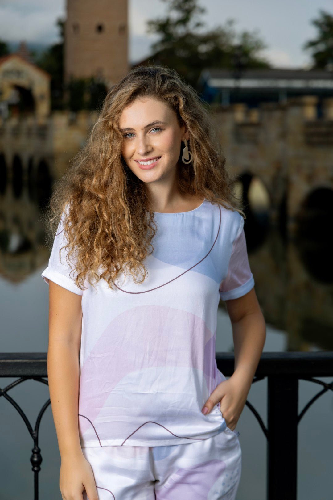 Armani Satin Aop Butter Shorts Sets