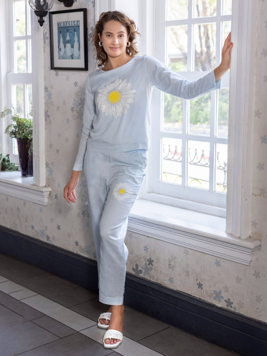 Viscose Linen Sky Chest Print Co-Ord Set