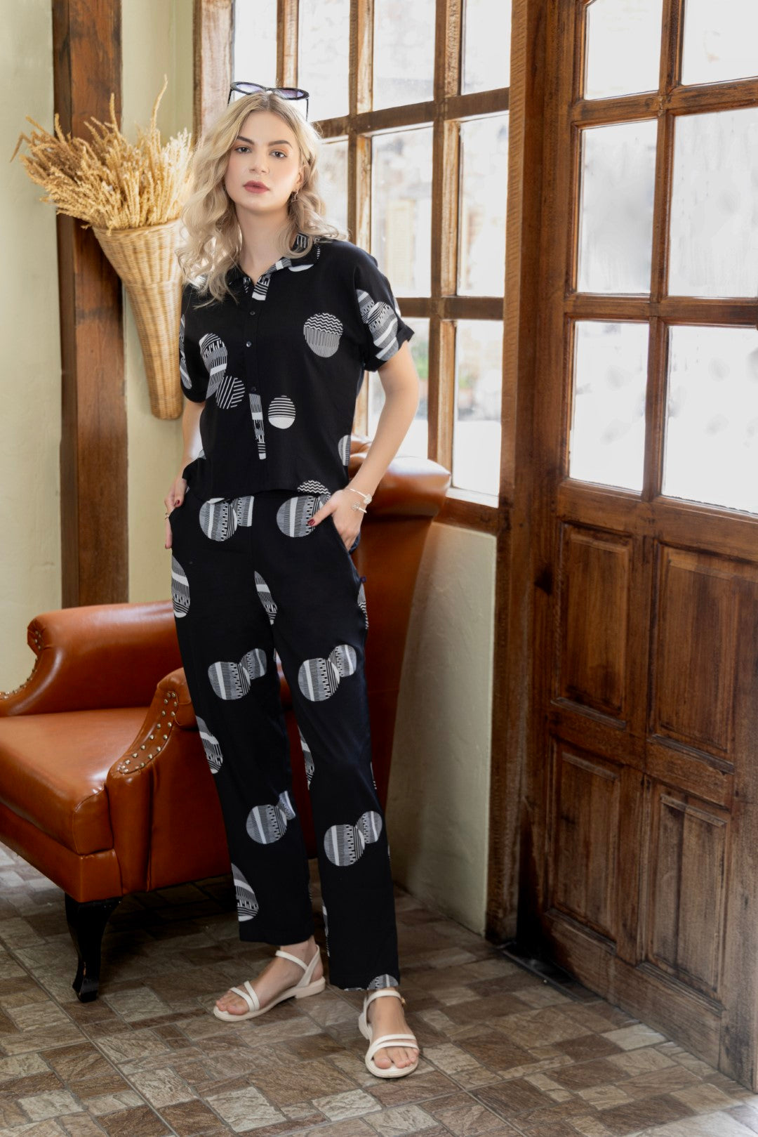 Rayon All Over Print Black Co-Ord Set