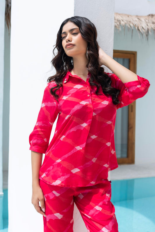 Paper Silk All Over Print Raspberry Lumiere Luxe-Premium Co-Ord Set