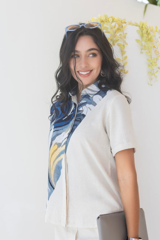 Rayon All Over Print Blue Lumiere Luxe-Premium Co-Ord Set