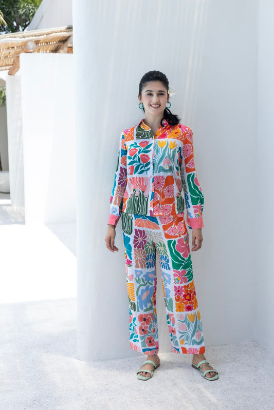 Rayon All Over Print Multi Floral Lumiere Luxe-Premium Co-Ord Set