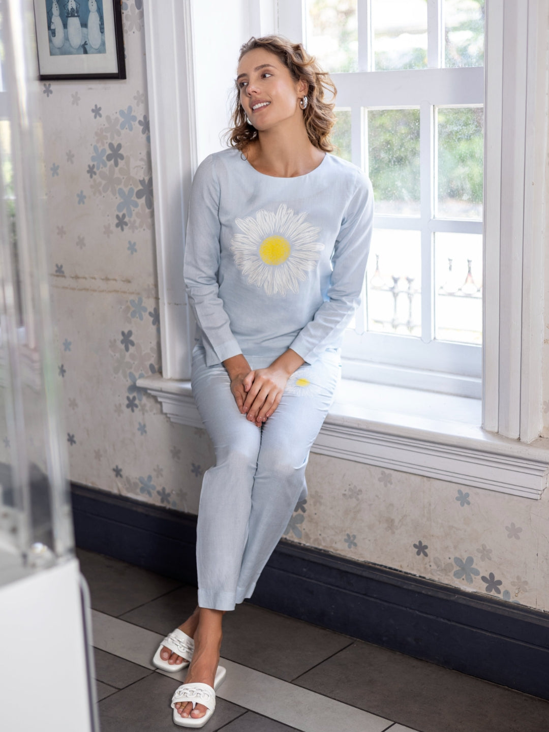 Viscose Linen Sky Chest Print Co-Ord Set