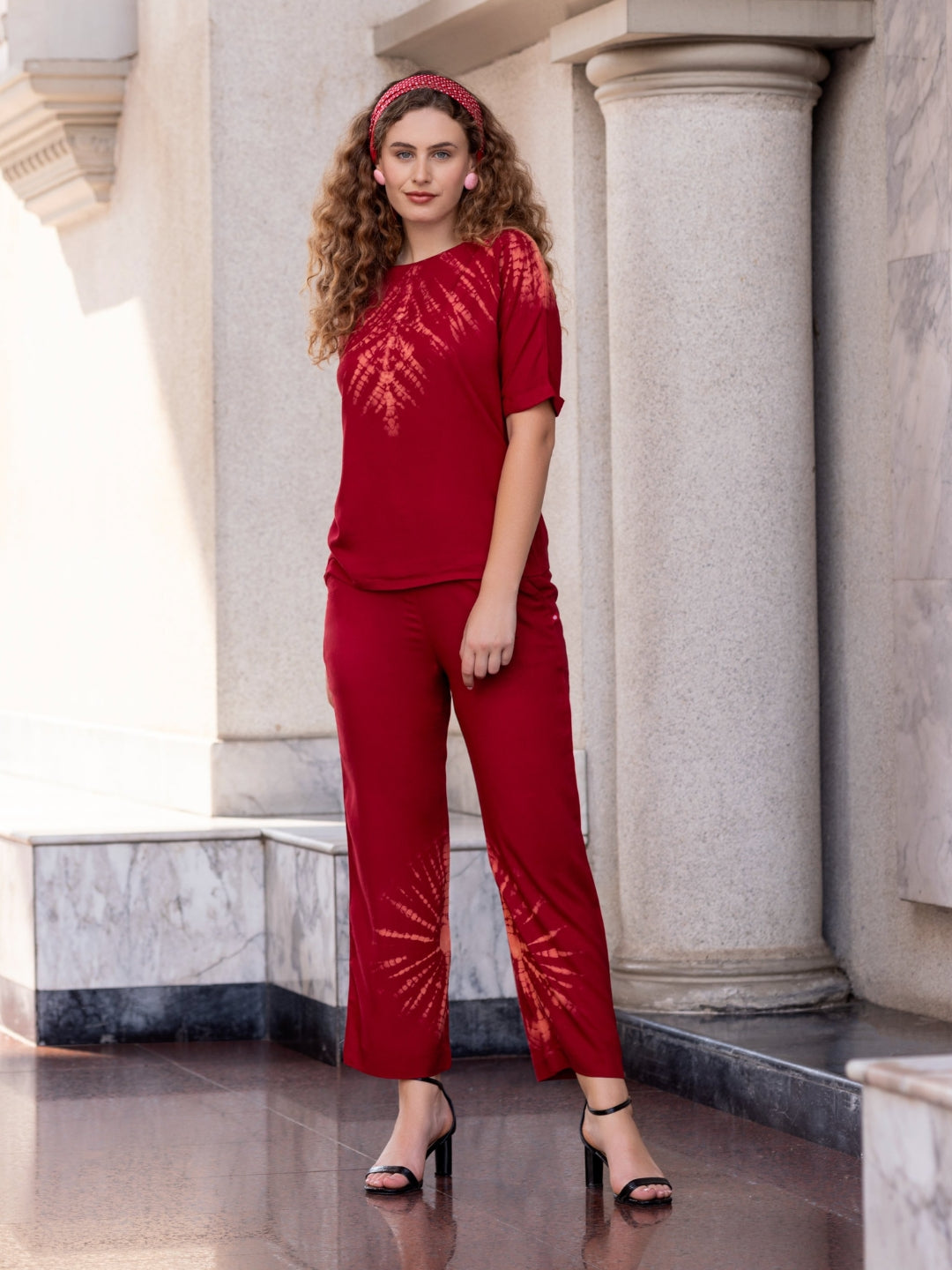 Liva Viscose Paprika Solid Co-Ord Set