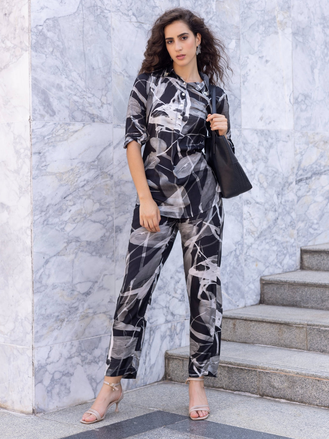 Paper Silk Luxe Black All Over Print Co-Ord Set