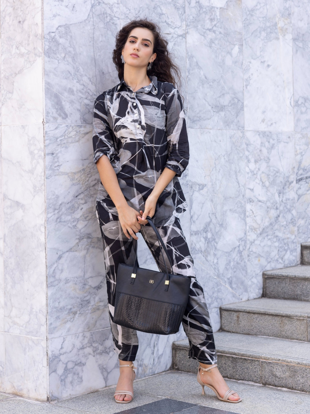 Paper Silk Luxe Black All Over Print Co-Ord Set