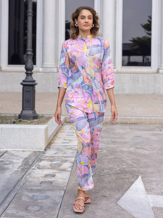 Paper Silk Plum All Over Print Co-Ord Set