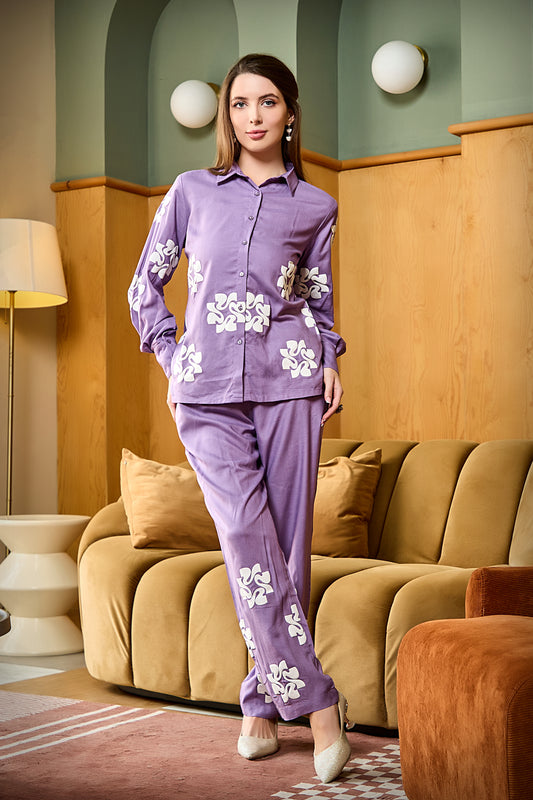 Liva Viscose Purple Co-Ord Set