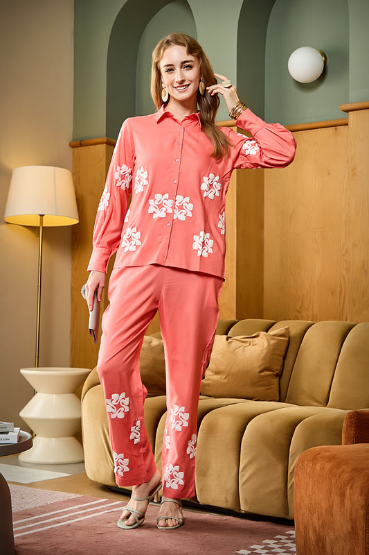 Liva Viscose Peach Co-Ord Set